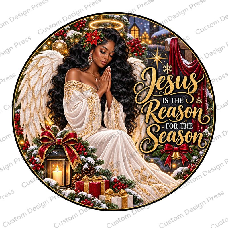 Jesus Is the Reason Angel Wreath Center Round