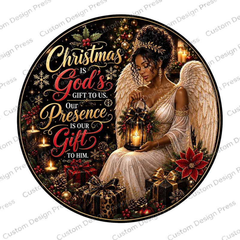 Christmas God’s Gift Angel Wreath Center Round
