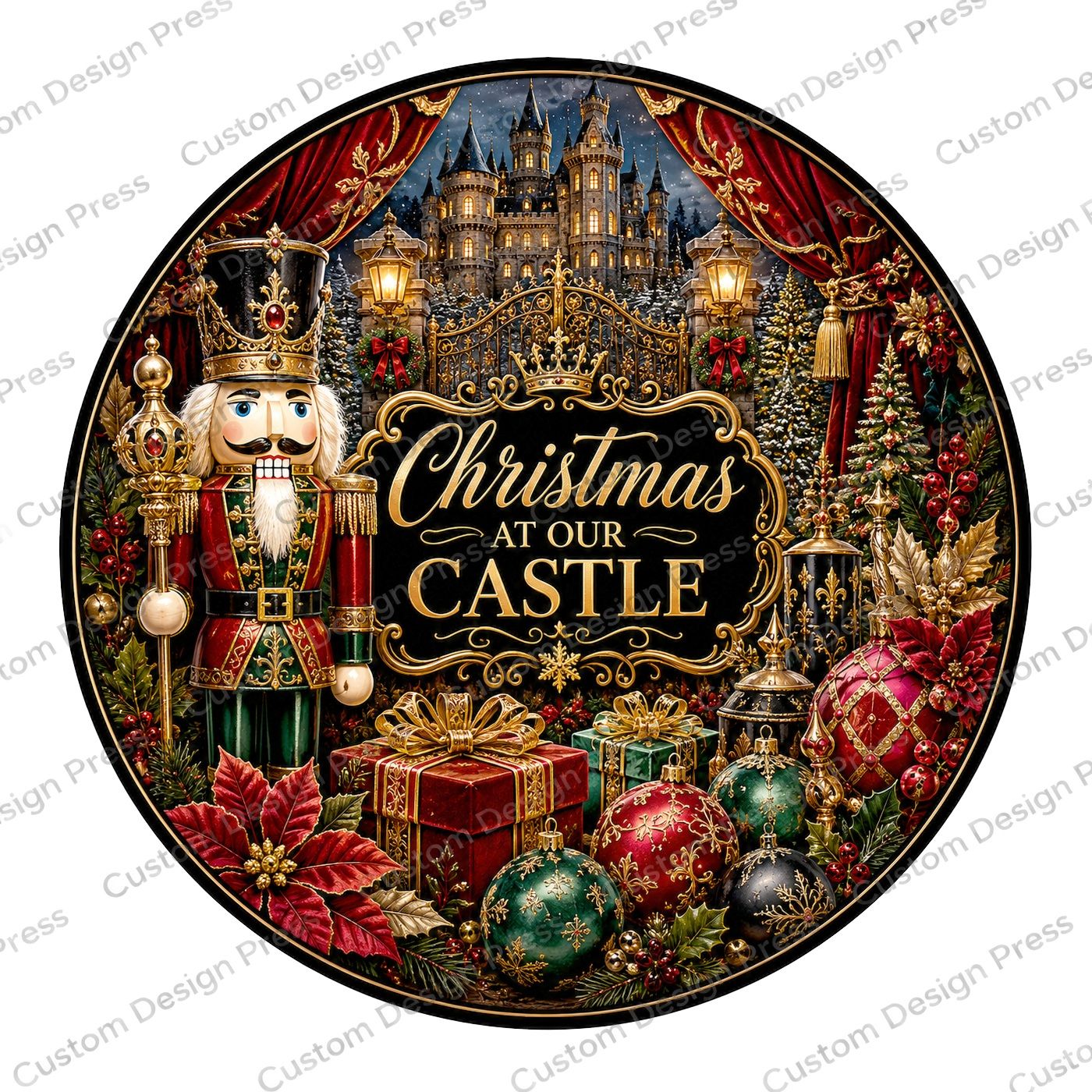 Christmas at Our Castle Nutcrackers Wreath Center Round