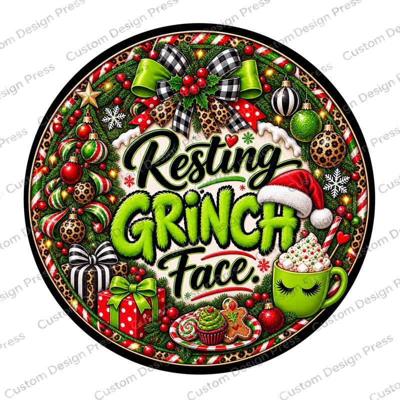 Resting Grinch Face Wreath Center Round