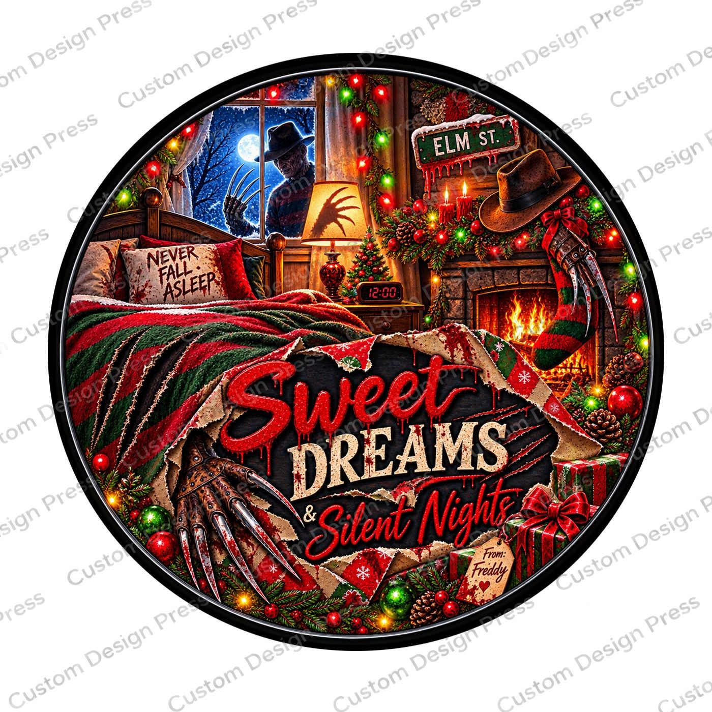 Sweet Dreams and Silent Nights Freddy Bedroom Wreath Center Round