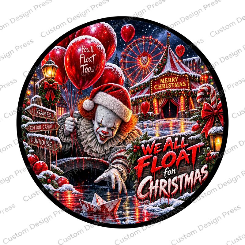We All Float for Christmas Pennywise Wreath Center Round