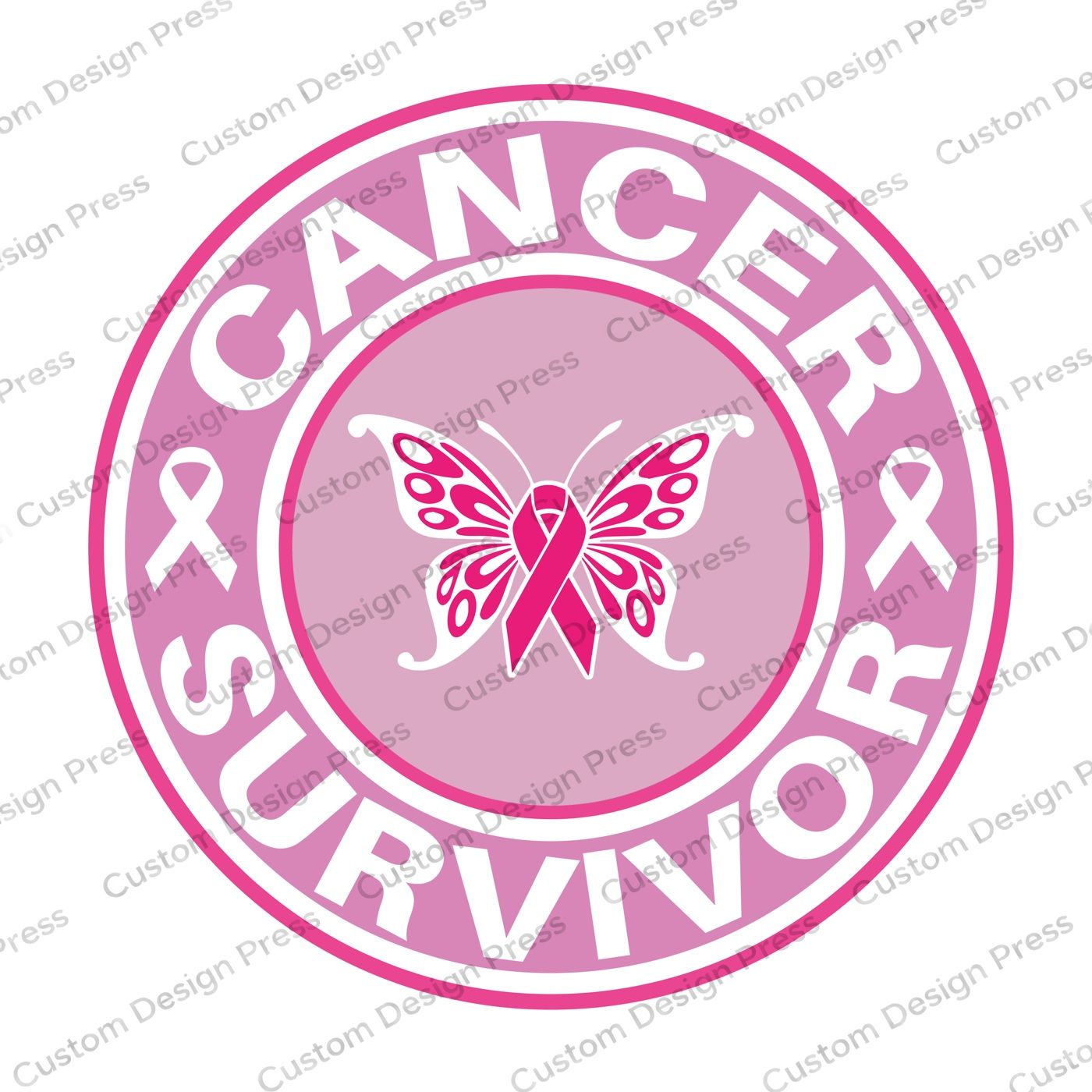 Cancer Survivor Pink Butterfly Wreath Center Round