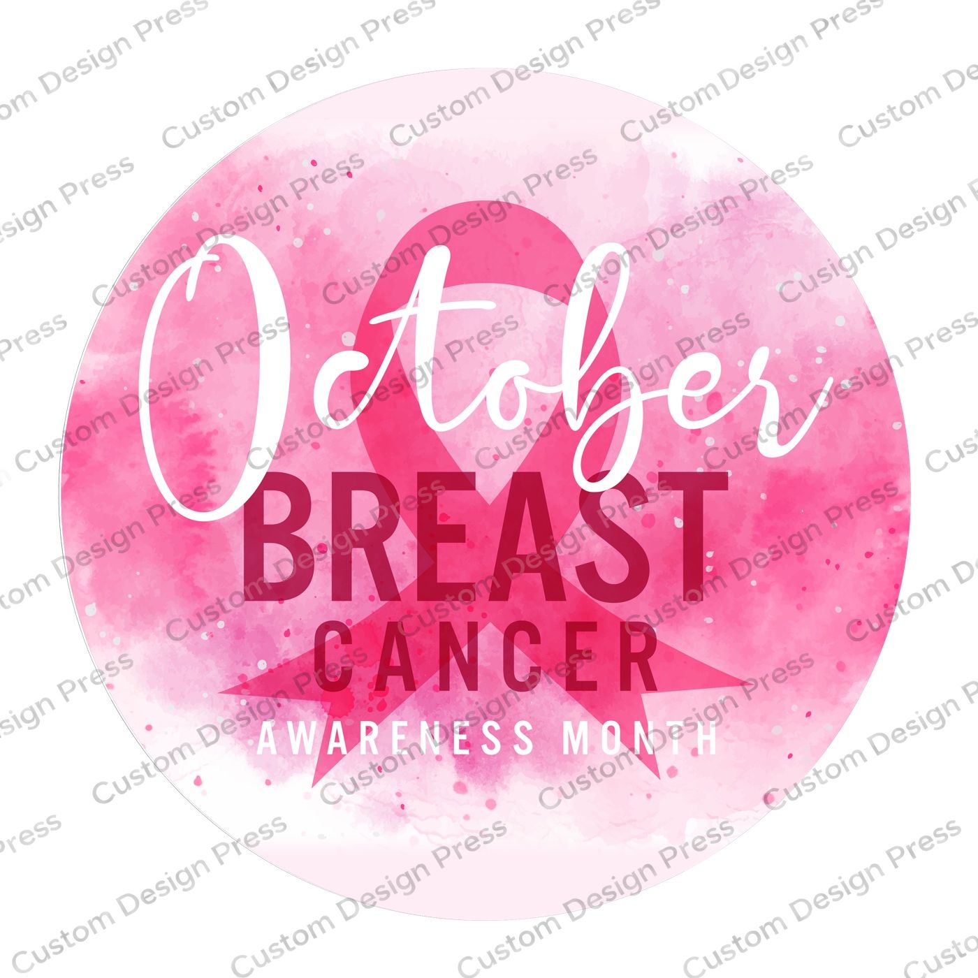 October Breast Cancer Awareness Month Wreath Center Round