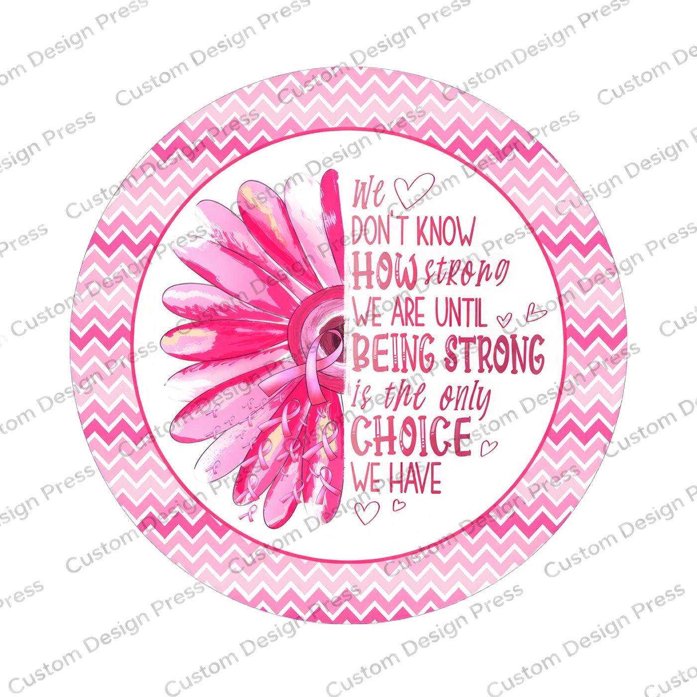 Being Strong Pink Ribbon Wreath Center Round