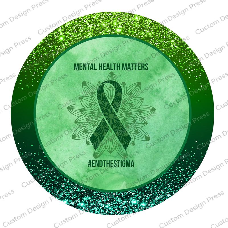 Mental Health Matters Green Ribbon Wreath Center Round