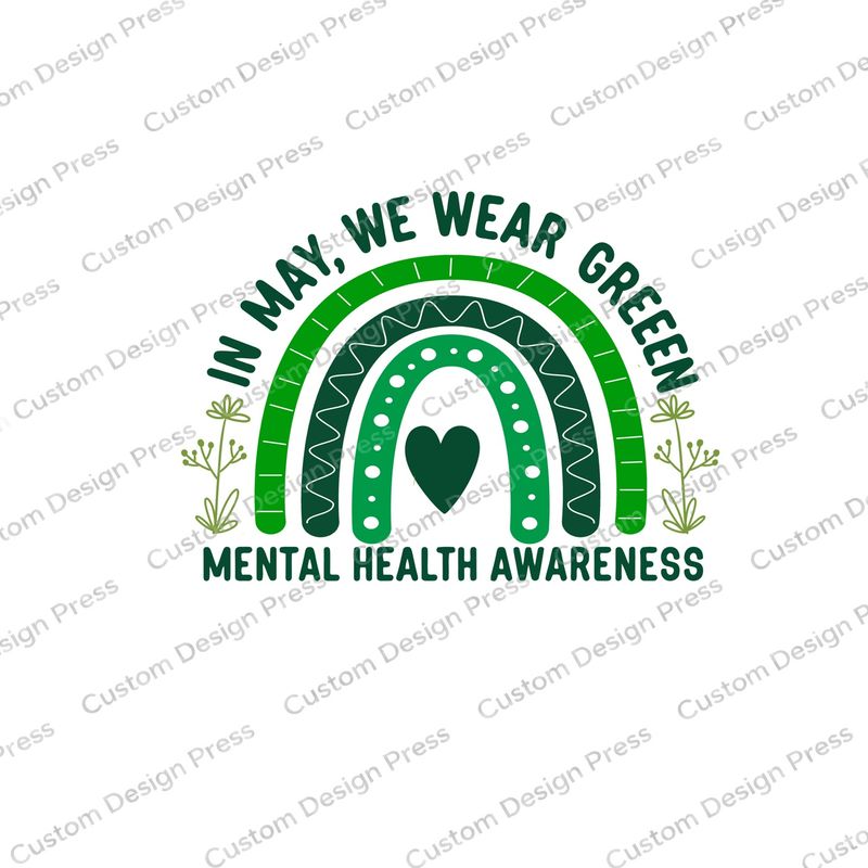 In May We Wear Green Mental Health Wreath Center Round