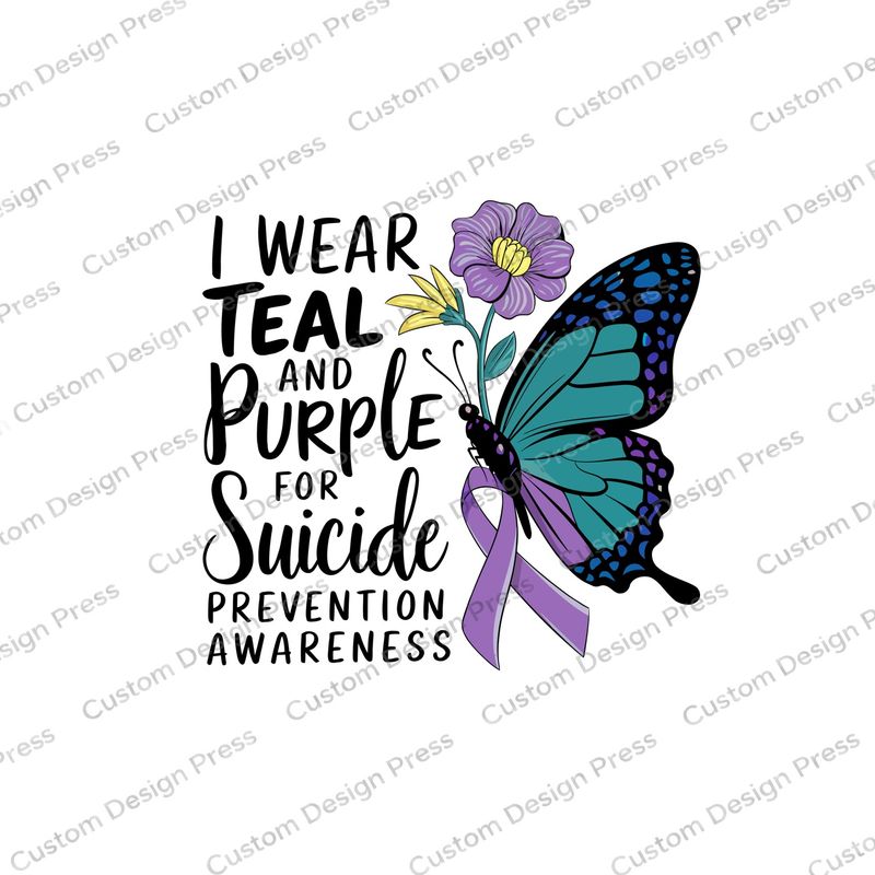 Teal and Purple Suicide Prevention Awareness Wreath Center Round