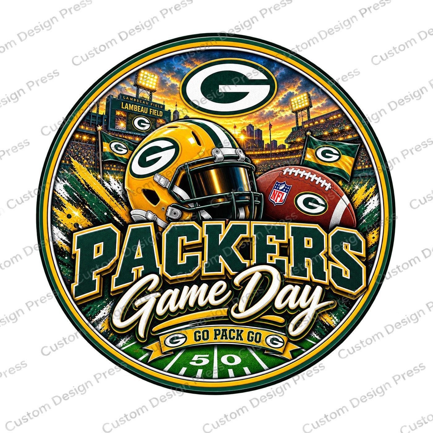 Green Bay Packers Game Day Stadium Wreath Center Round