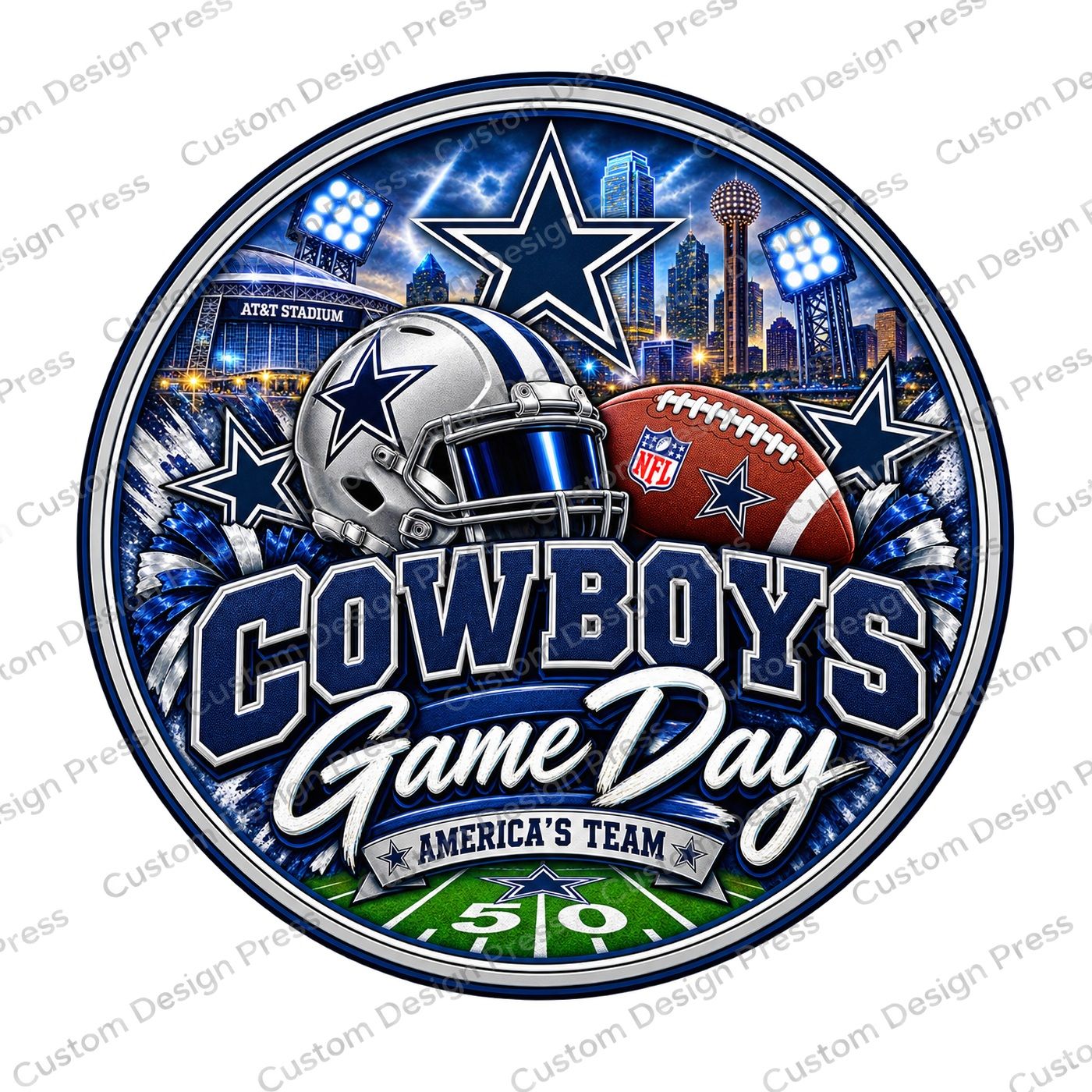 Dallas Cowboys Game Day Wreath Center Round