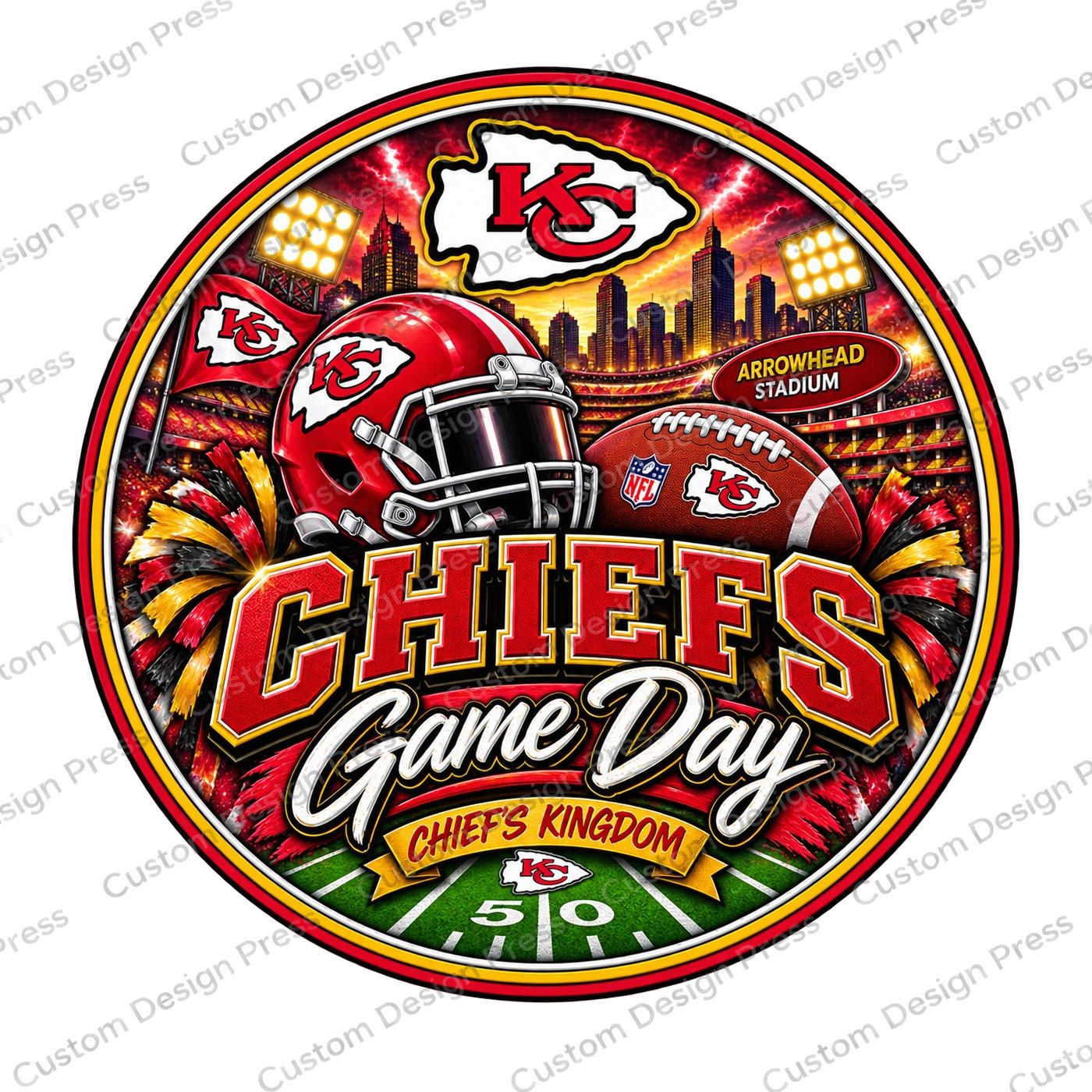 Kansas City Chiefs Game Day Wreath Center Round