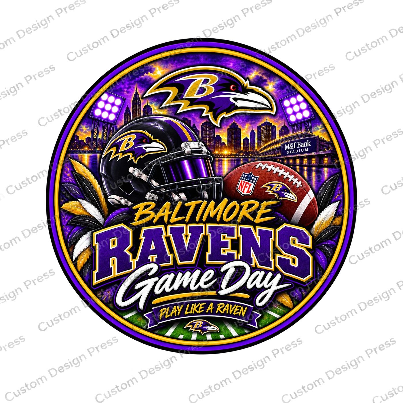 Baltimore Ravens Game Day Wreath Center Round