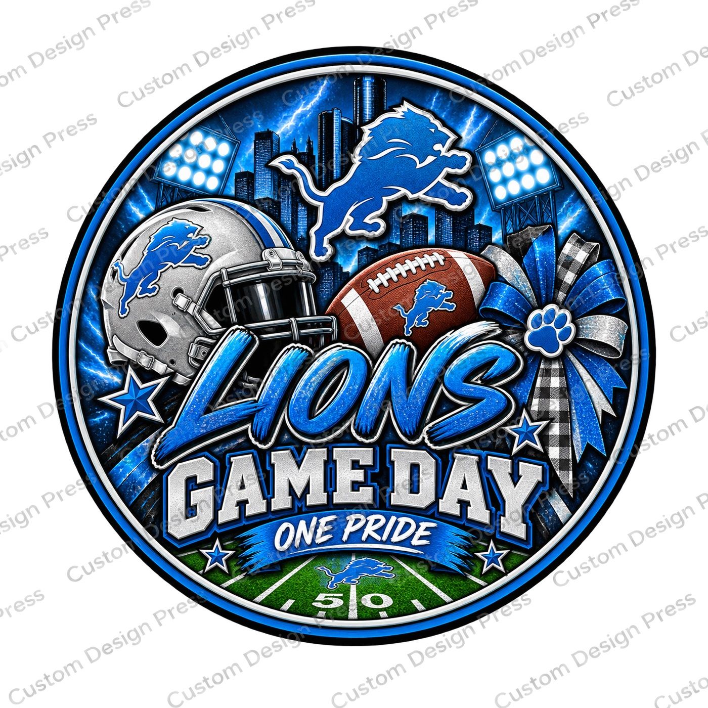 Detroit Lions Game Day Wreath Center Round