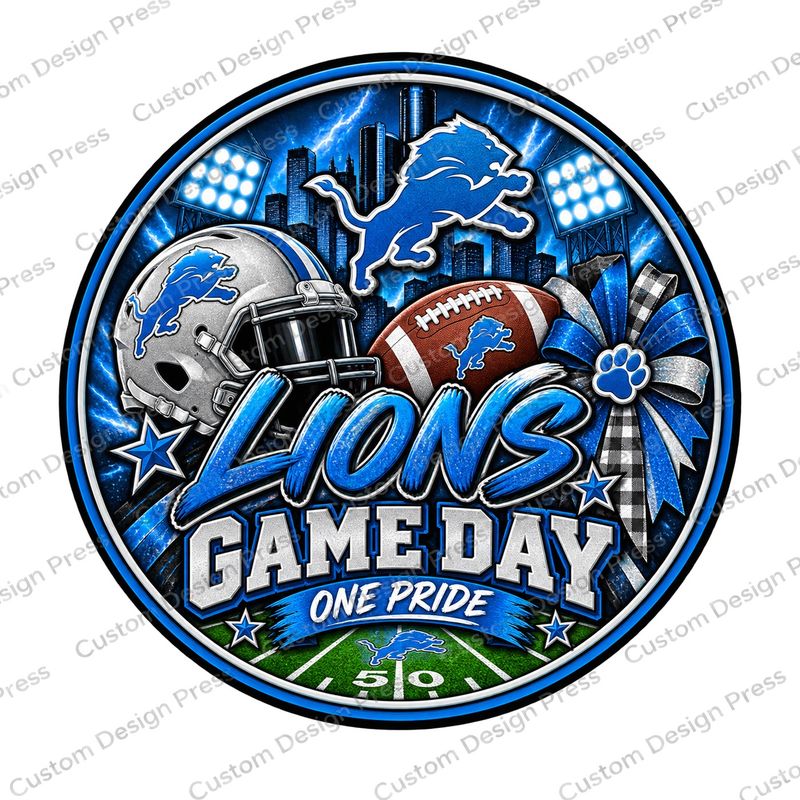 Detroit Lions Game Day Wreath Center Round