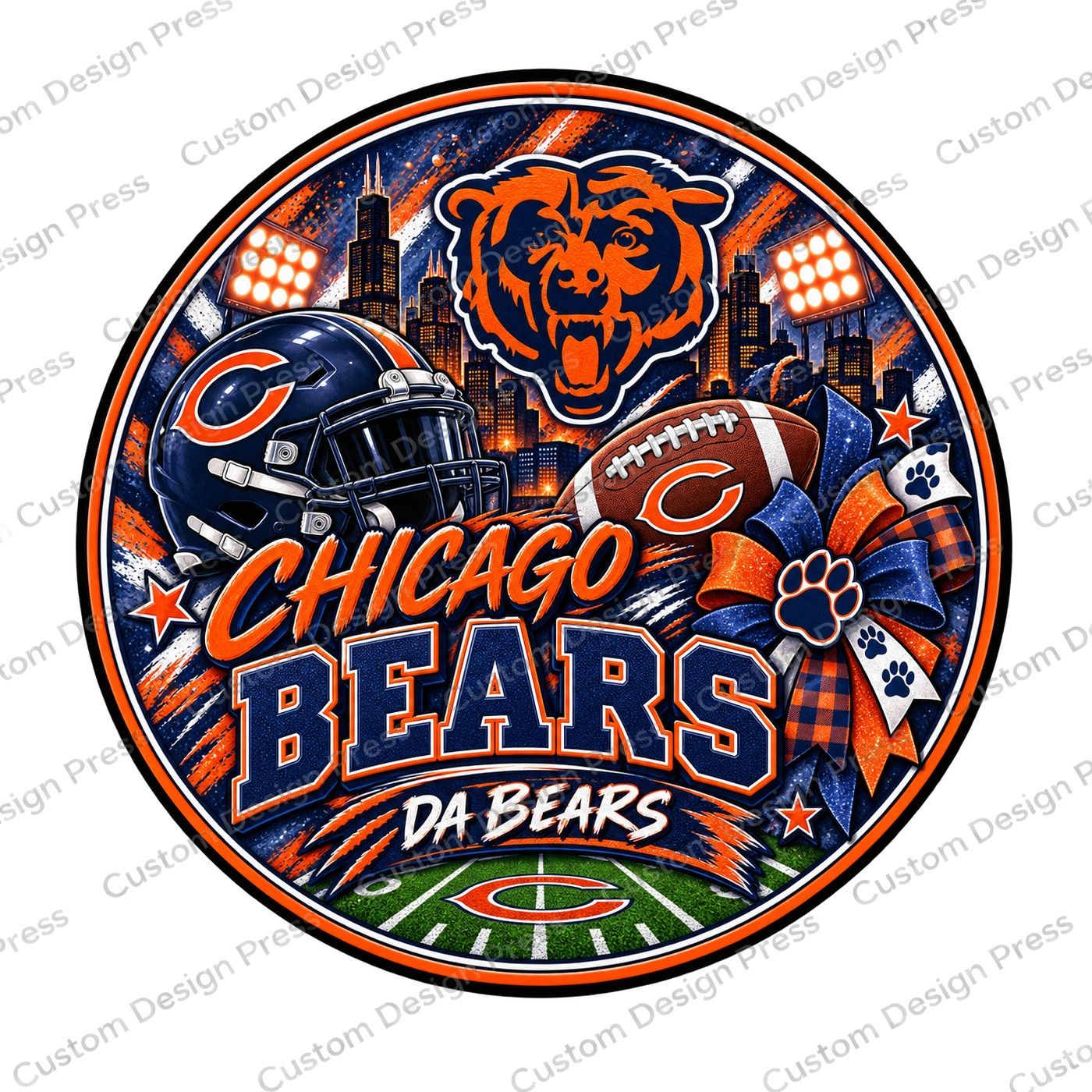 Chicago Bears Game Day Wreath Center Round