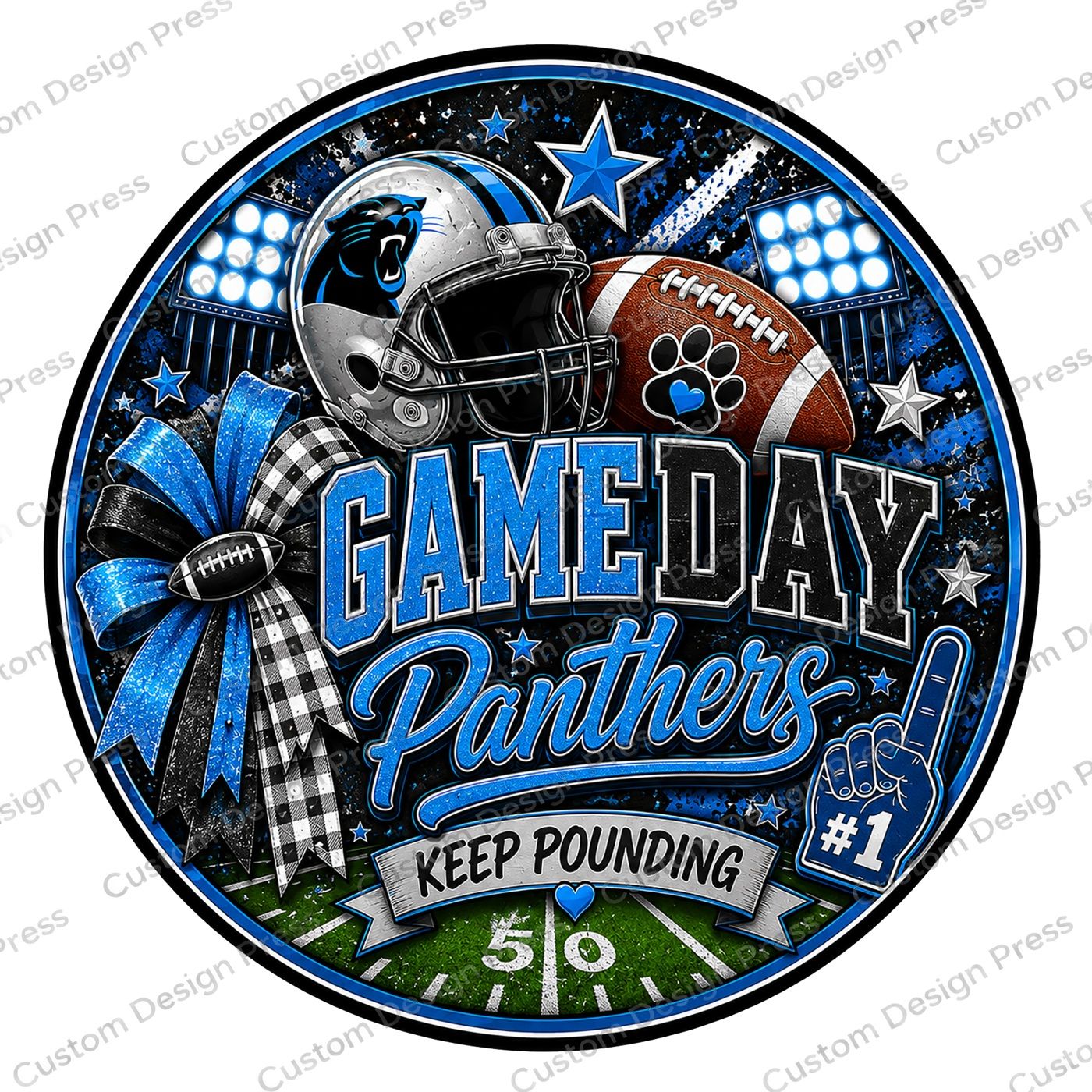 Carolina Panthers Game Day Wreath Center Round