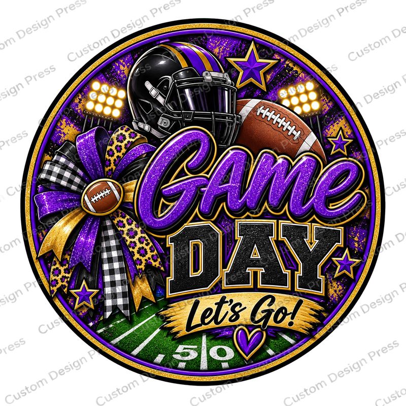 Purple and Gold Game Day Wreath Center Round