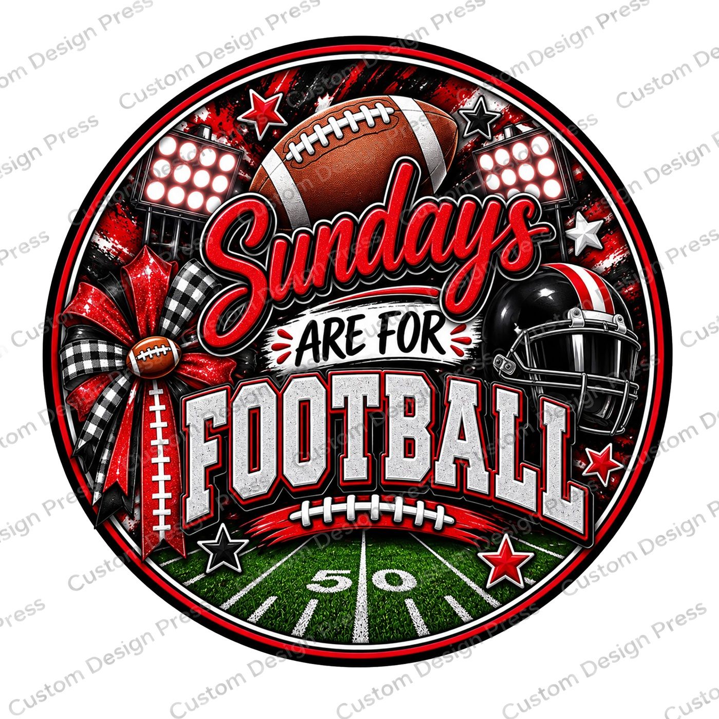 Sundays Are for Football Wreath Center Round
