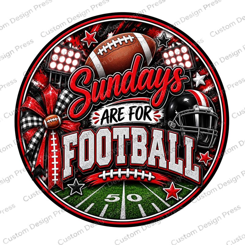 Sundays Are for Football Wreath Center Round