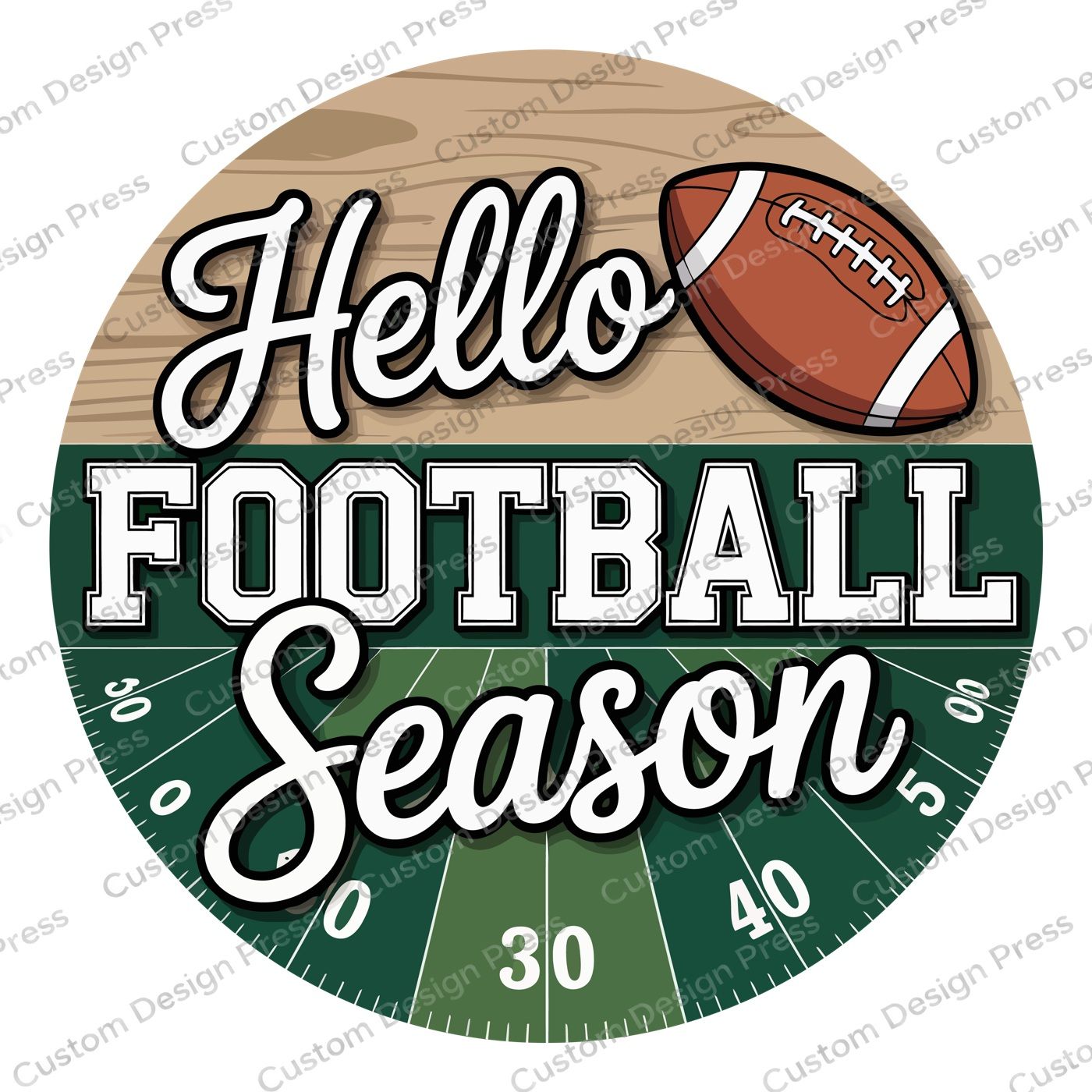 Hello Football Season Wreath Center Round