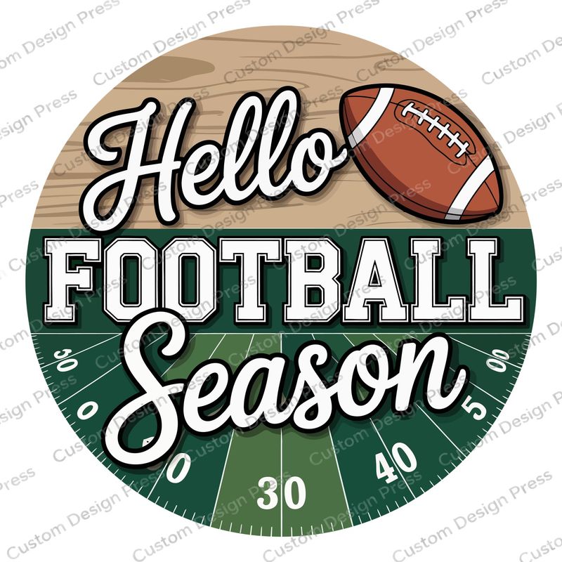 Hello Football Season Wreath Center Round