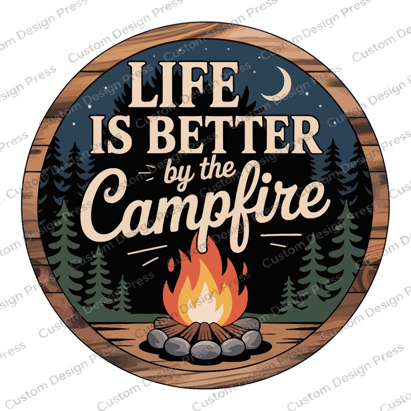 Life Is Better by the Campfire Wreath Center Round