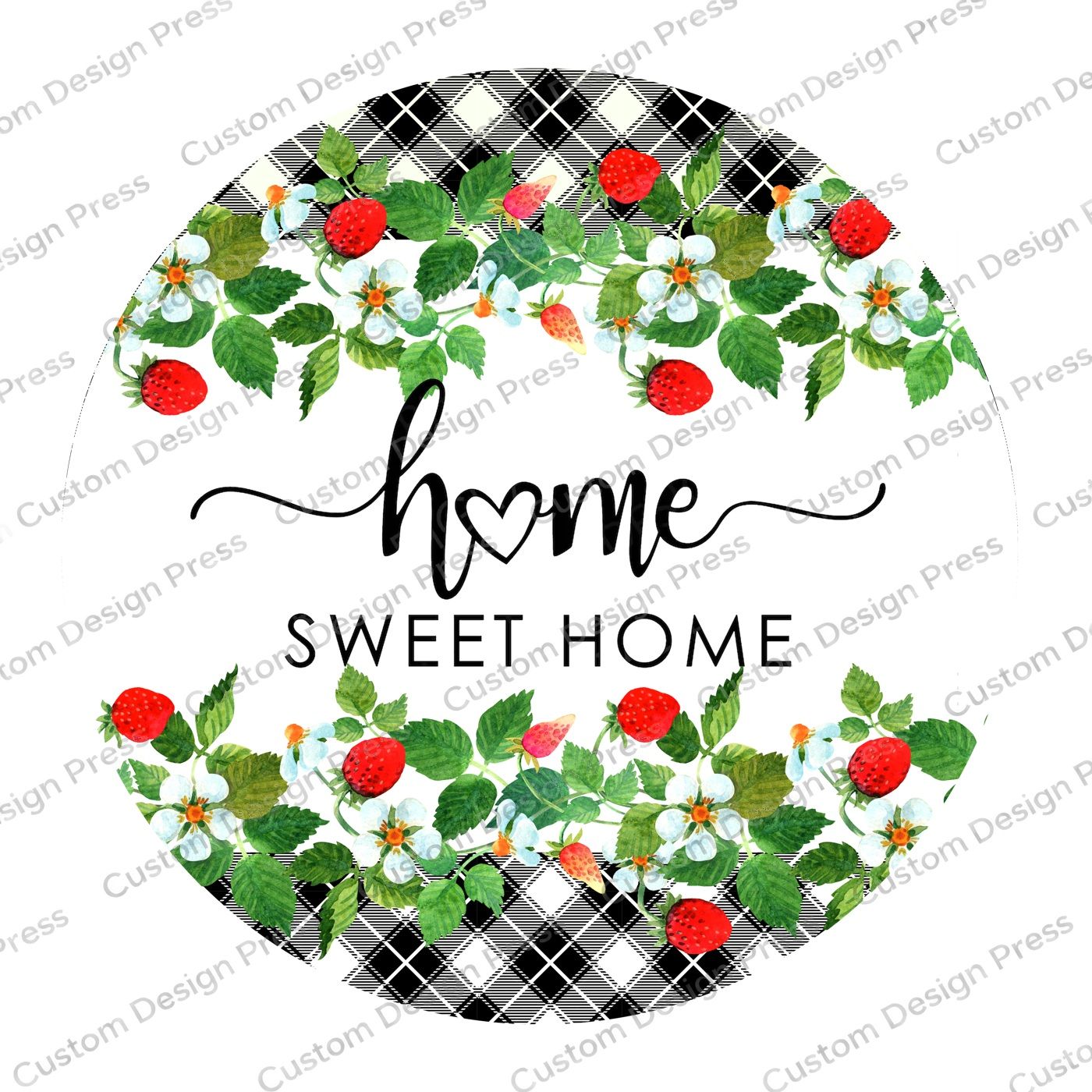 Home Sweet Home Strawberries Wreath Center Round