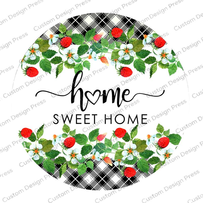 Home Sweet Home Strawberries Wreath Center Round