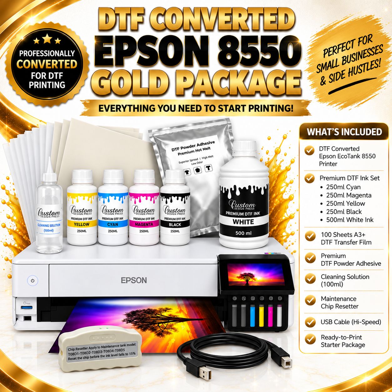 Epson 8550 Gold DTF Printer Bundle