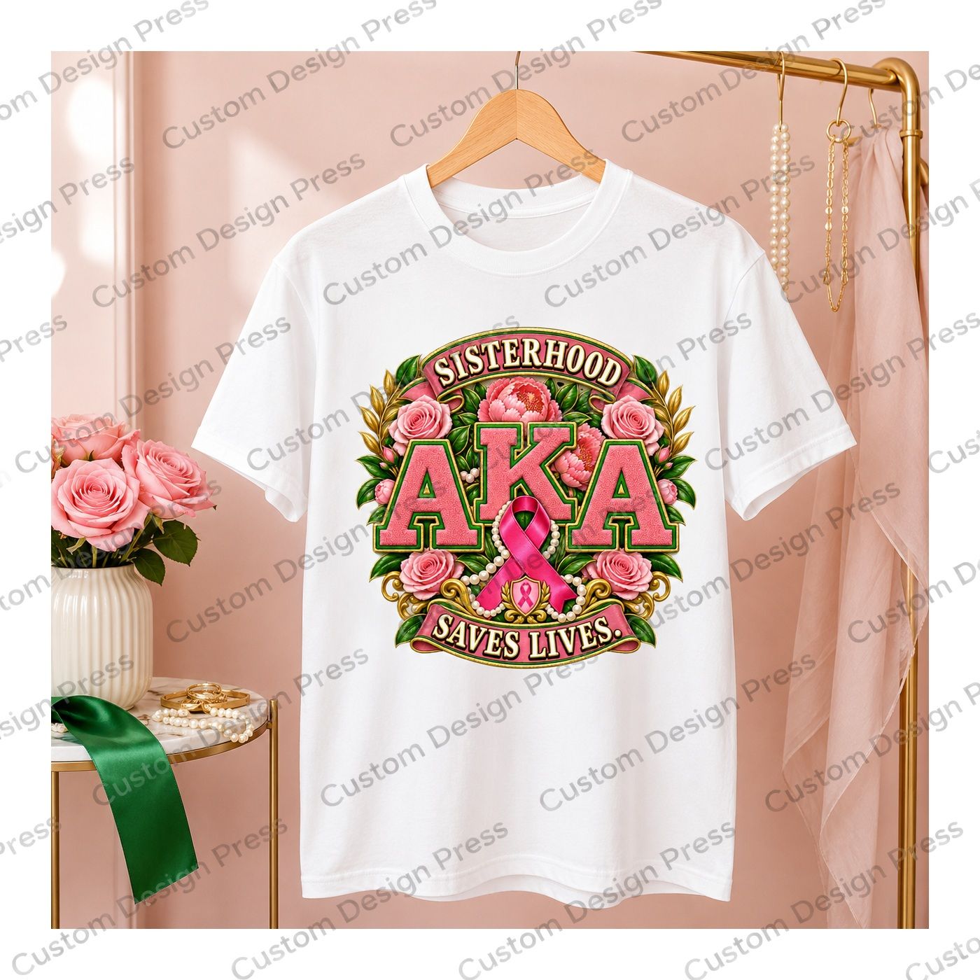 Alpha Kappa Alpha Sisterhood Saves Lives Breast Cancer Awareness T-Shirt