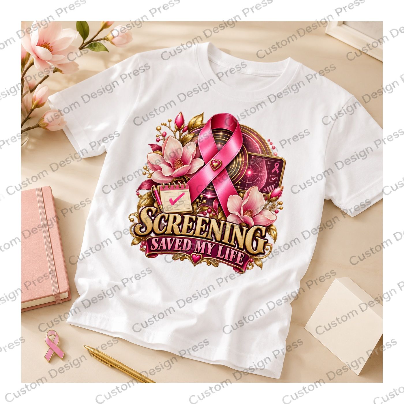 Screening Saved My Life Breast Cancer Awareness T-Shirt