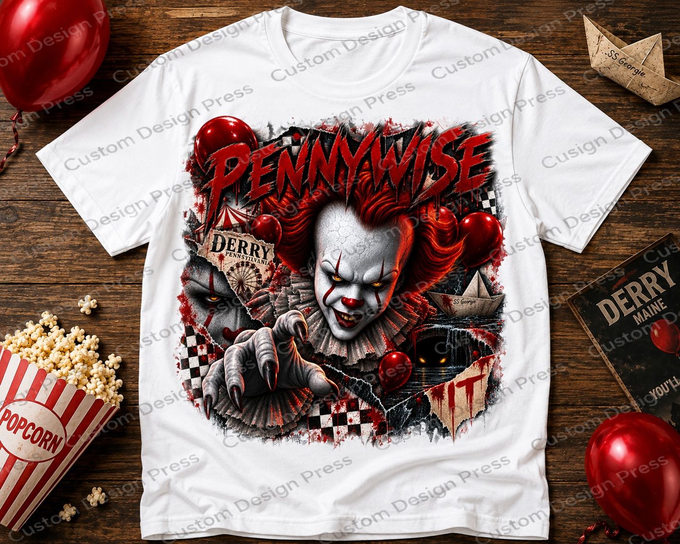 Pennywise Derry Red Balloons Halloween T-Shirt