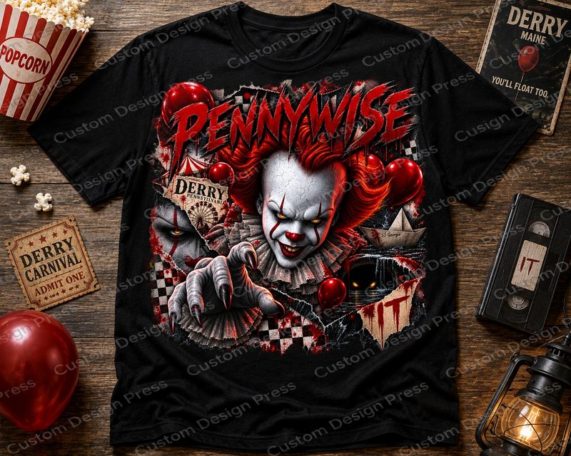 Pennywise Derry Red Balloons Halloween T-Shirt