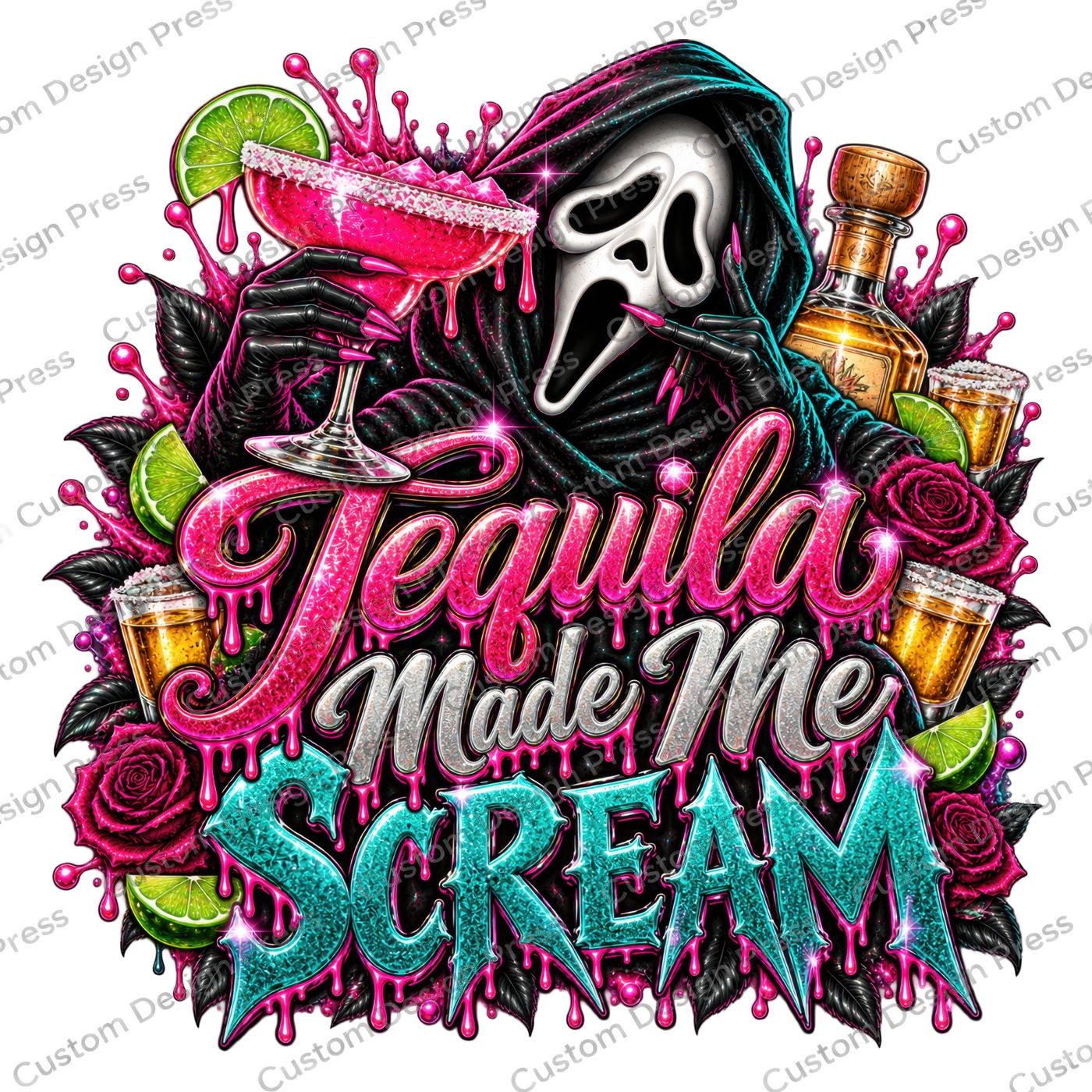 Tequila Made Me Scream Halloween PNG Digital Download