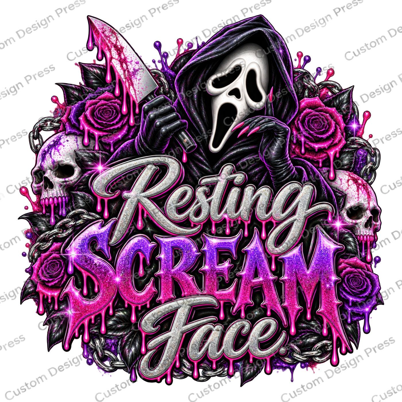 Resting Scream Face Halloween PNG Digital Download