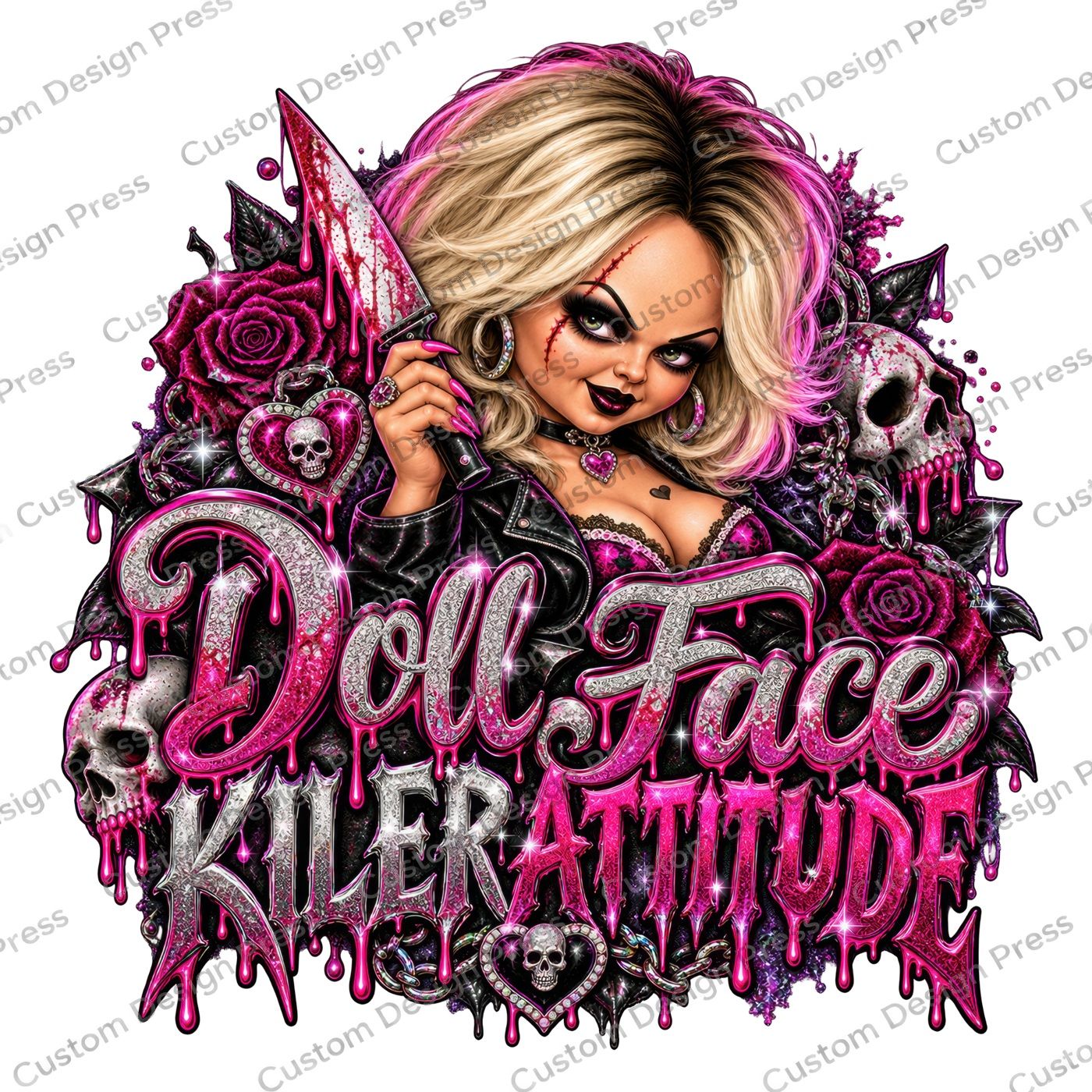 Doll Face Killer Attitude Halloween PNG Digital Download