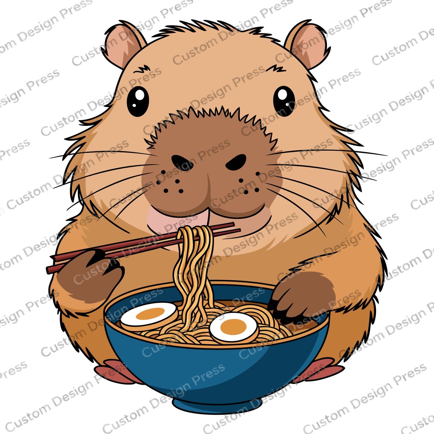 Capybara Eating Ramen PNG Digital Download