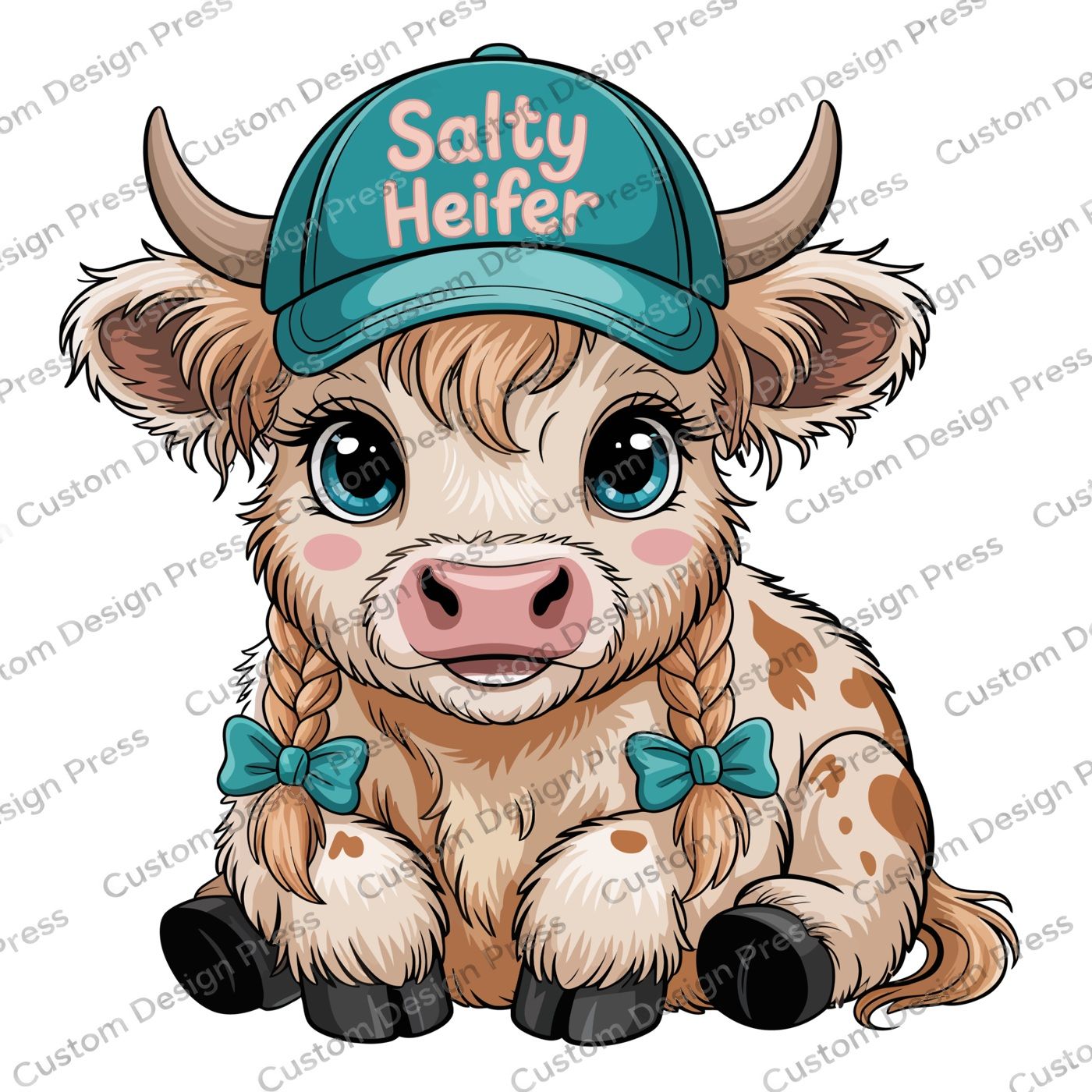 Salty Heifer Highland Cow PNG Digital Download