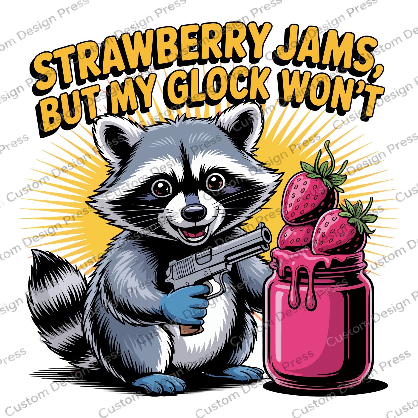 Strawberry Jams Raccoon PNG Digital Download