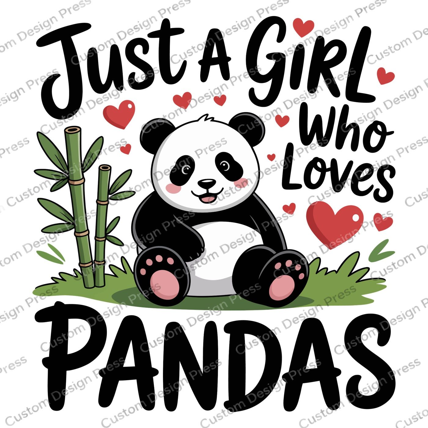Just a Girl Who Loves Pandas PNG Digital Download