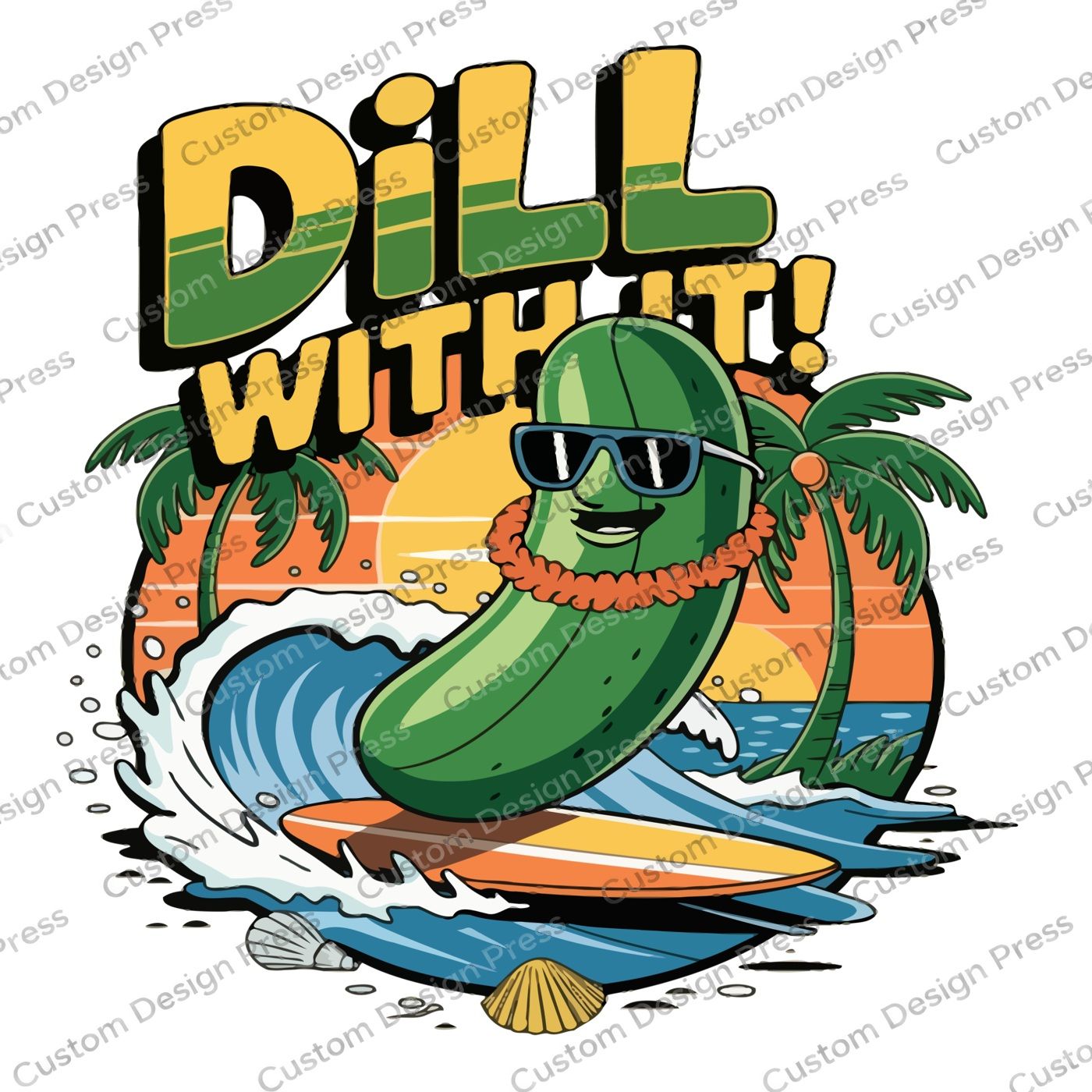 Dill With It Surfing Pickle PNG Digital Download