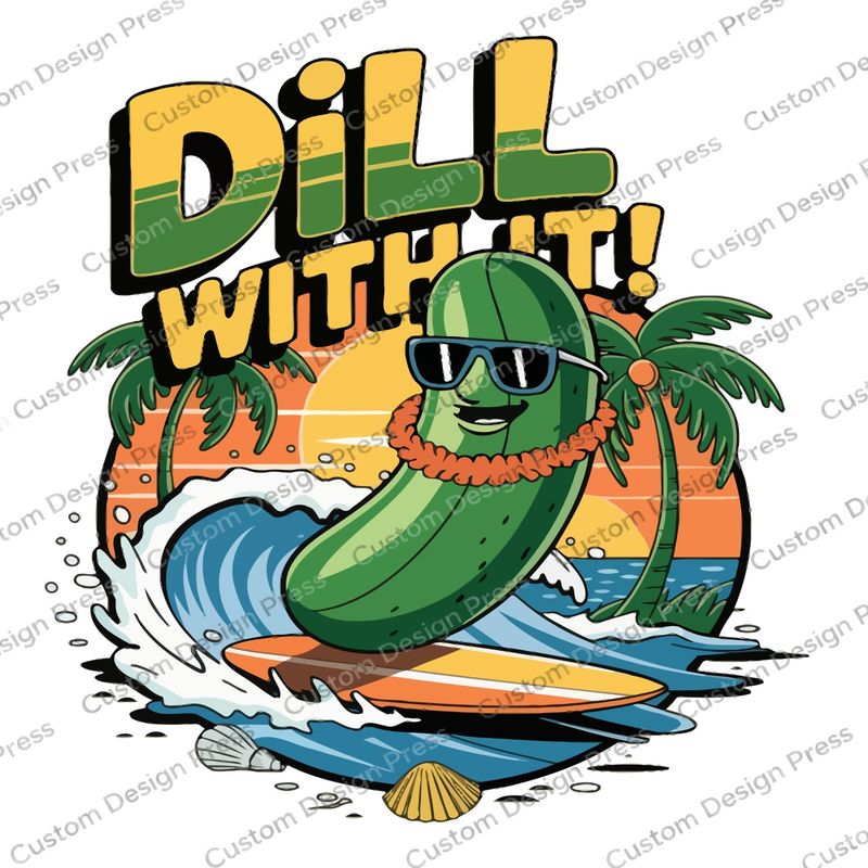 Dill With It Surfing Pickle PNG Digital Download