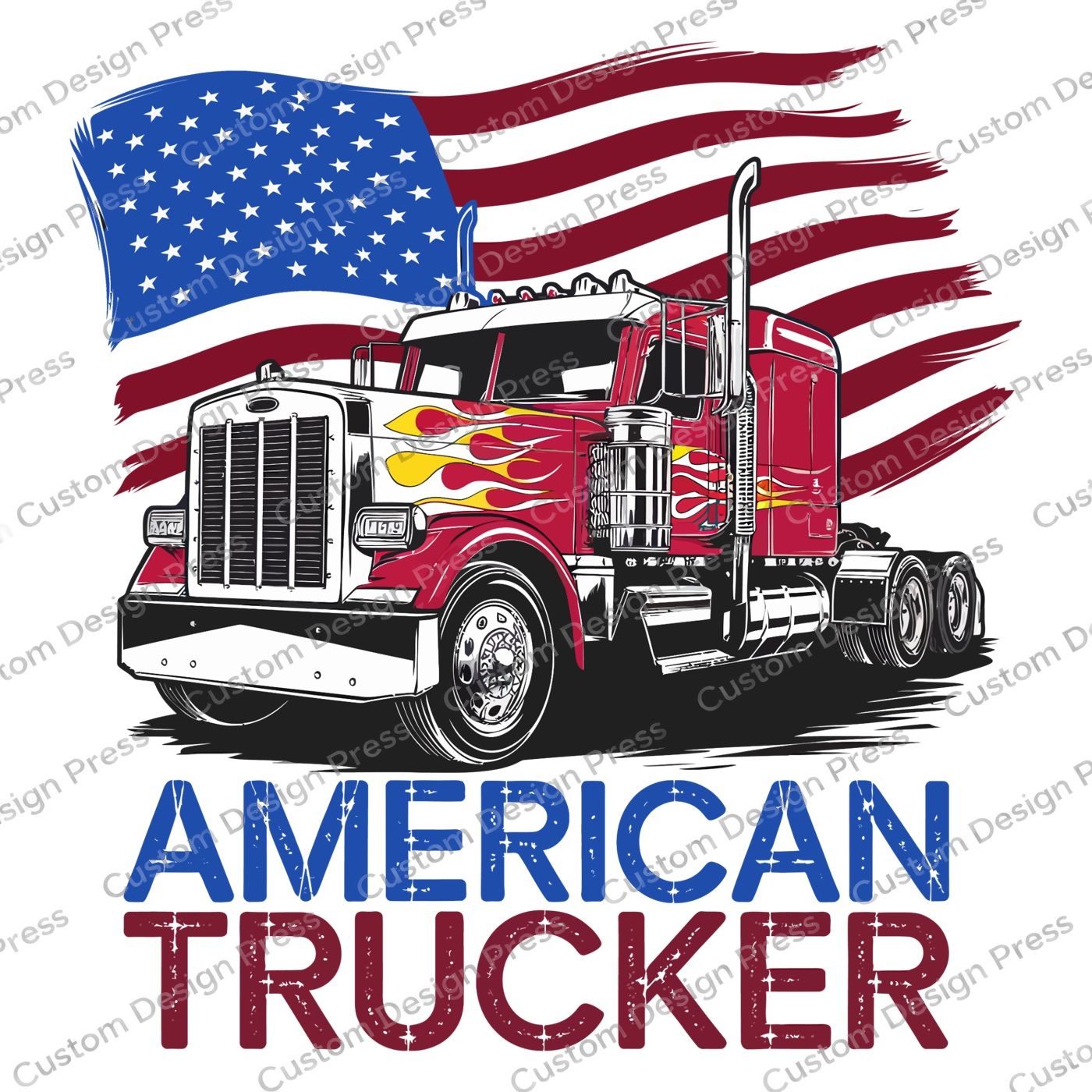 American Trucker PNG Digital Download
