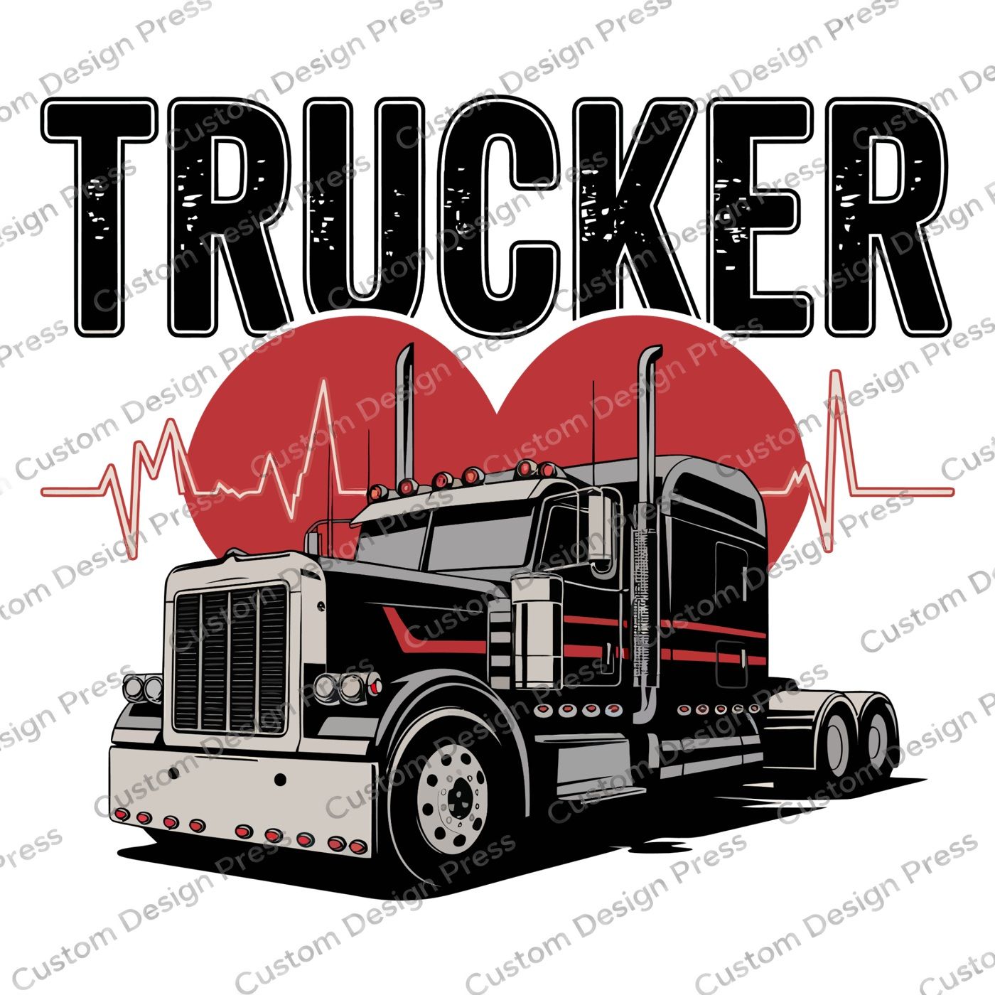 Trucker Heartbeat PNG Digital Download