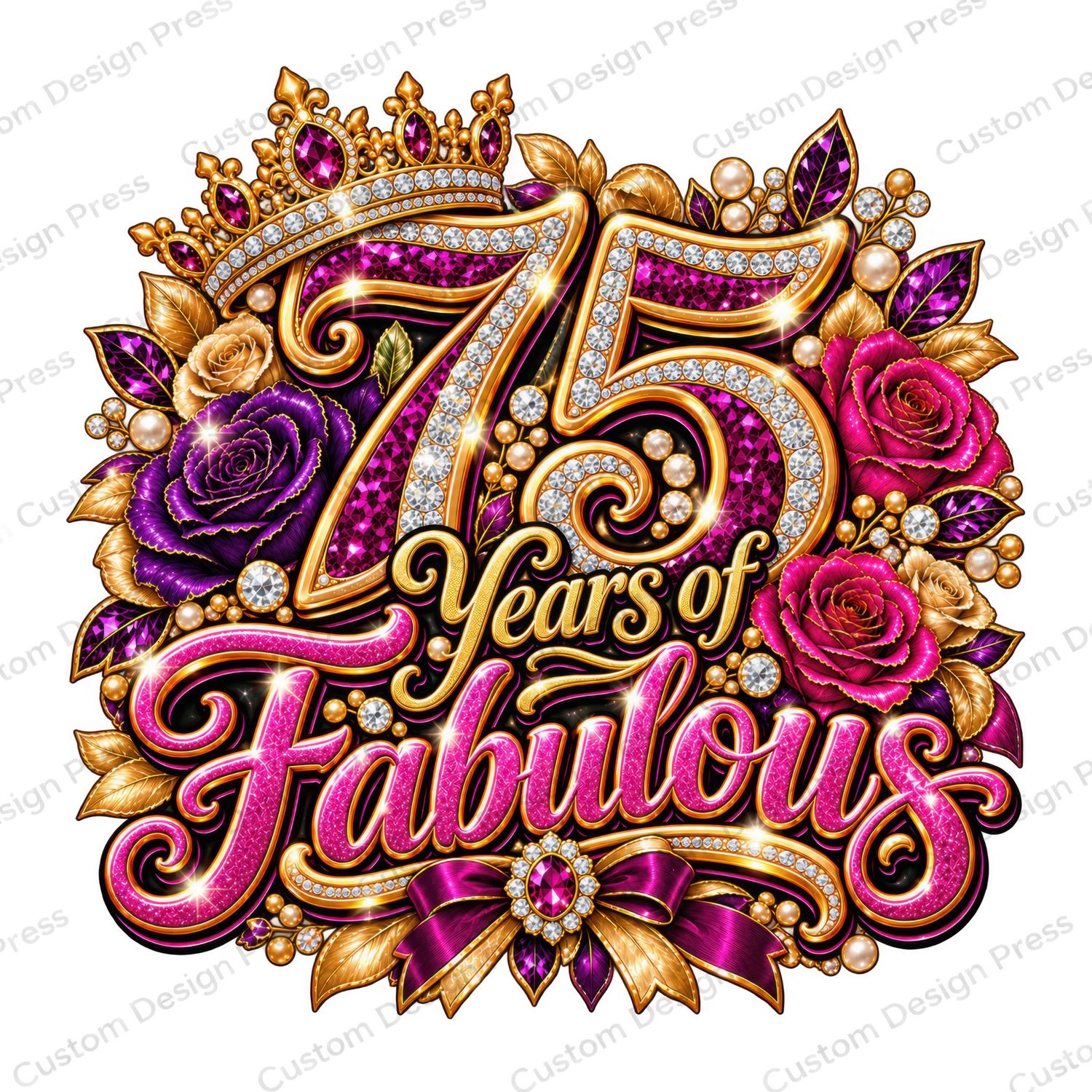 75 Years of Fabulous Jewel Birthday PNG Digital Download