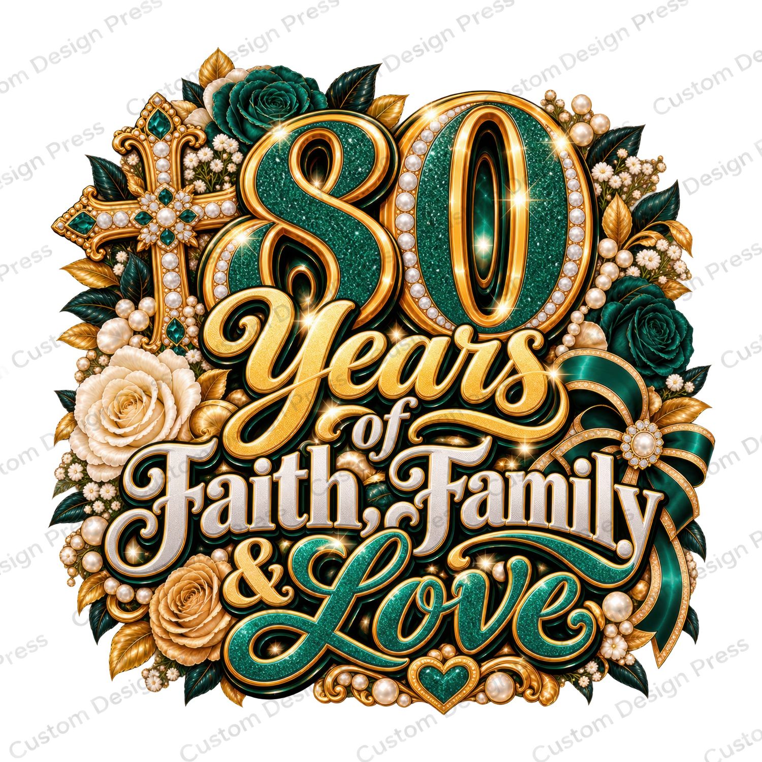 80 Years of Faith Family &amp; Love Birthday PNG