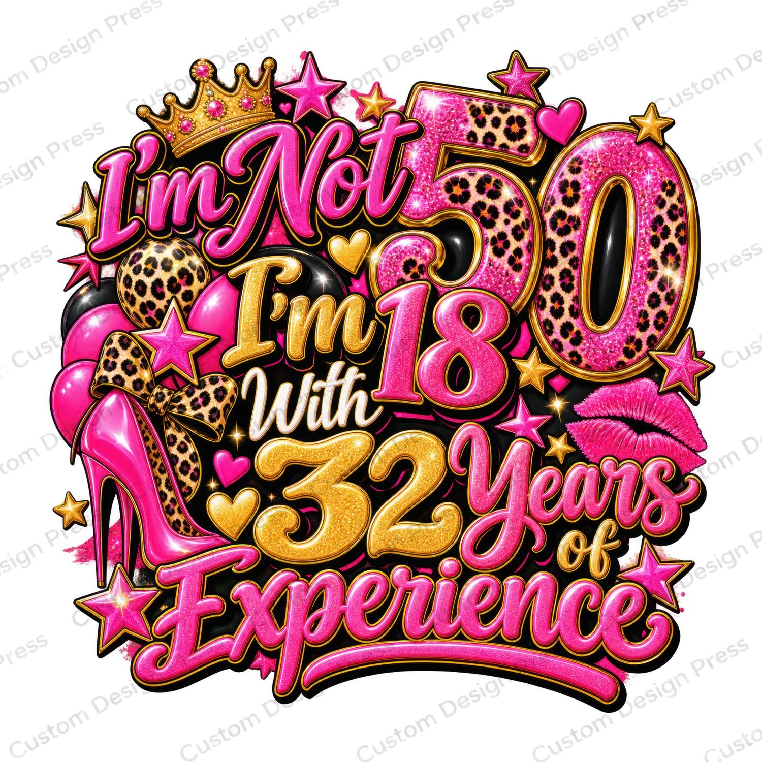 I’m Not 50 I’m 18 With 32 Years of Experience Birthday PNG