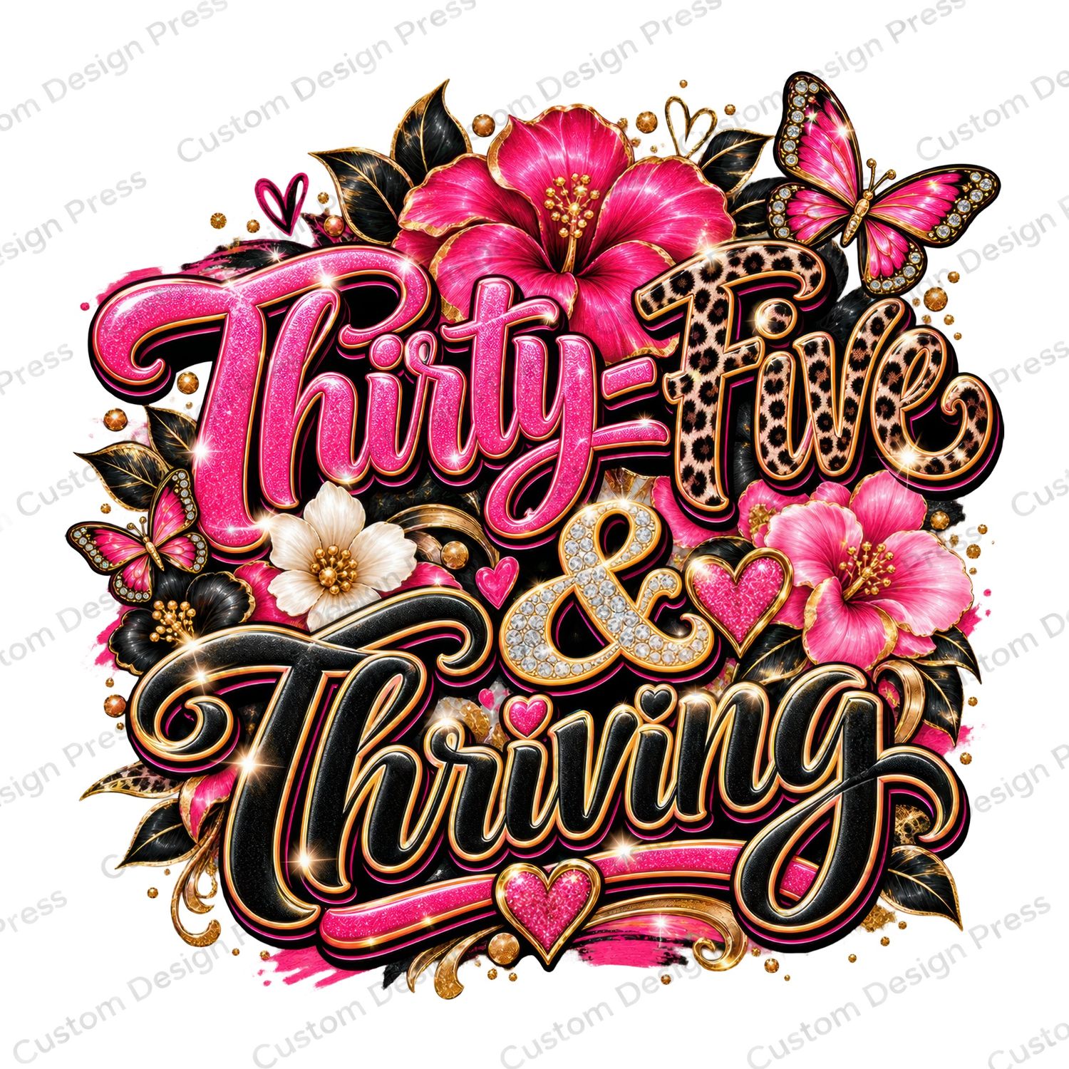 Thirty-Five &amp; Thriving Floral Birthday PNG