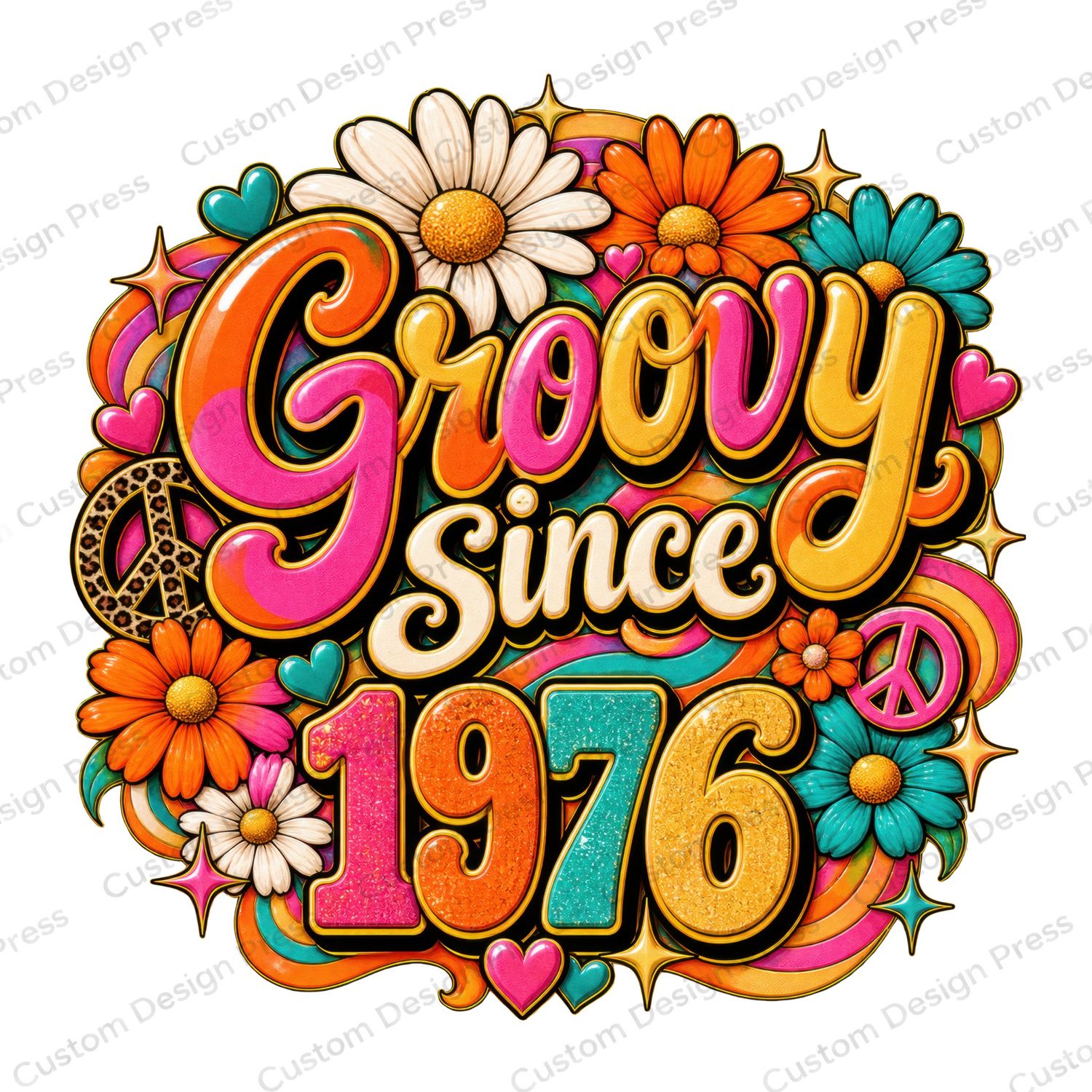 Groovy Since 1976 Retro Birthday PNG Digital Download