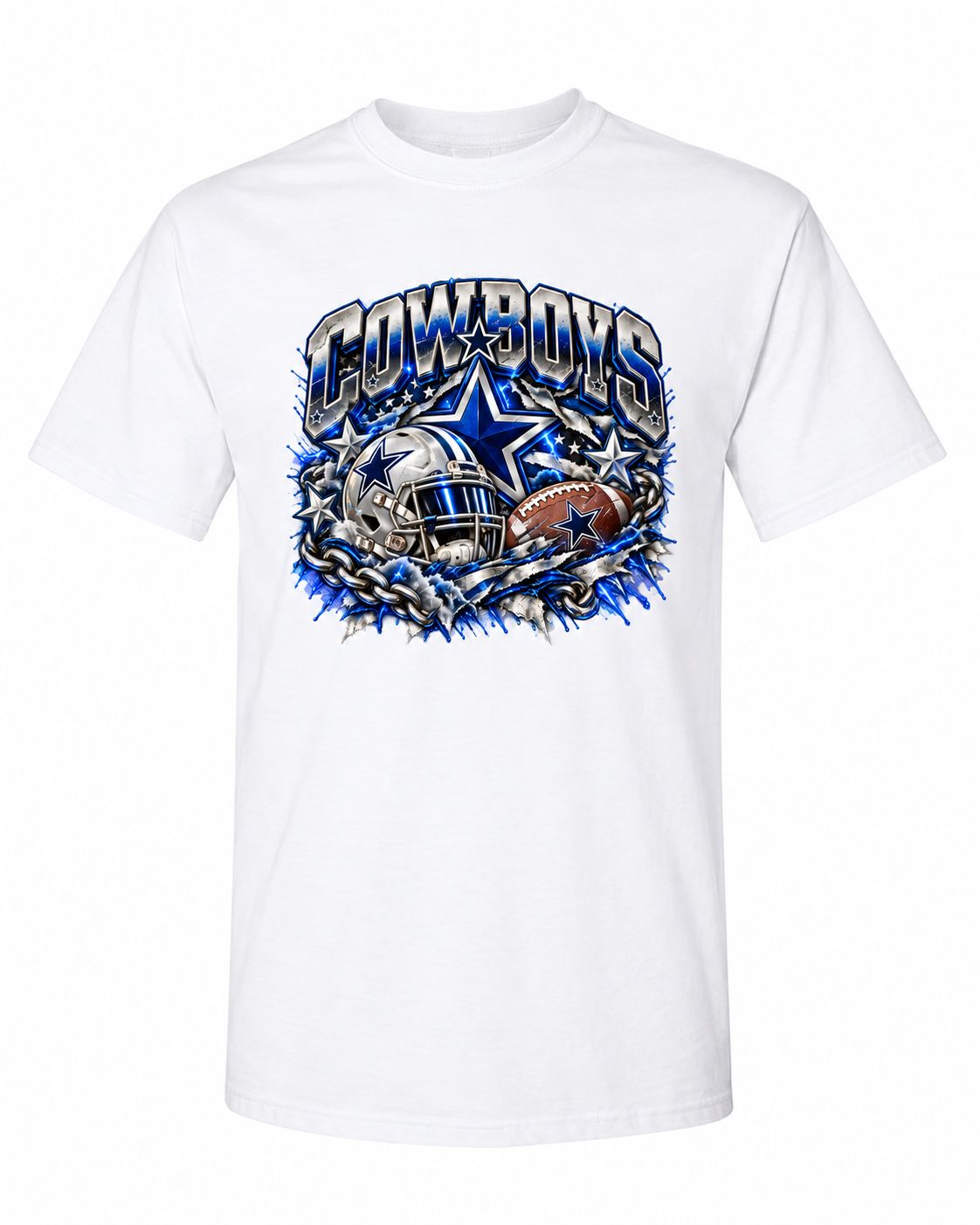 Dallas Cowboys Chain &amp; Helmet Football T-Shirt